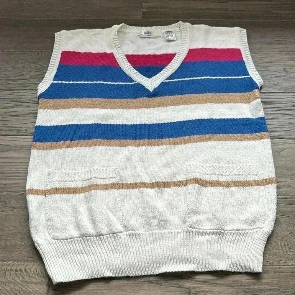 🔥Gitano🔥 | Vintage striped knit sweater vest with pockets - Picture 2 of 7